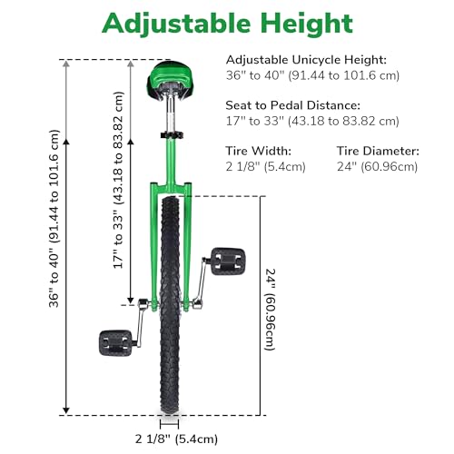 Image of AW 16 /18 /20 /24 Inch Wheel Outdoor Unicycle Adjustable Seat Exercise Bicycle | Fit Adults Kids Outdoor Sports Fitness Exercise, Various colors For Choice