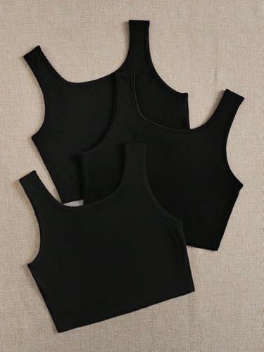 Image of Toochki Women's Knitted Sleeveless Solid Sqaure Neck Ribbed Tank & Crop Tops (Pack of 3)