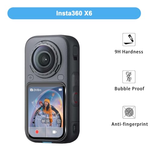 QULLOO Folia ochronna do Insta360 X6 do szkła pancernego, twardość 9H, szkło ochronne, ochrona przed zarysowaniami, akcesoria, 3 sztuki