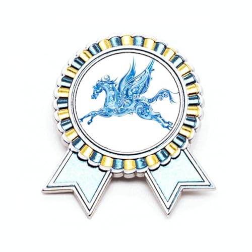 Broche aile de cheval bleue cadeau idéal en métal taille M