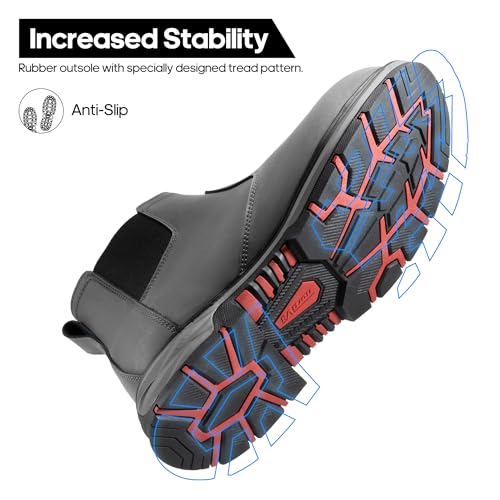 NORTIV 8 Slip On Work Boots for Men Steel Toe Waterproof Safety Construction Boots for Men3