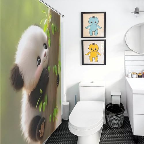 Rideau de douche panda imperméable pour baignoire salle de bain 122x183cm
