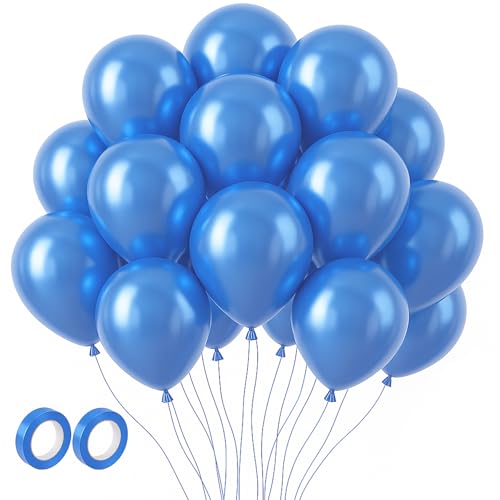 Image of Voircoloria 105pcs Metallic Blue Balloons 12inch Party Latex Balloons for Boys Girls Birthday Baby Shower Gender Reveal Wedding Sunflower Party Decorations