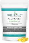 Virgin Olive Oil High Strength 1000mg Softgels | with Vitamin E | Omega 3 6 9 for Antioxidant Support | Heart Health & Daily Wellness | 4 Months Supply | Halal Supplement | UK Made GMP | Nutrivity