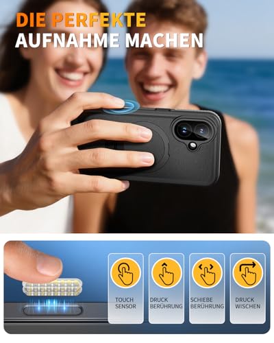 Wusbulk für iPhone 17 Hülle, IP68 Wasserdicht mit Ständer 360 Grad Outdoor Schutzhülle für Magsafe, Staubdicht Panzerhülle mit Displayschutz Handyhülle für iPhone 17 Waterproof Case, Schwarz