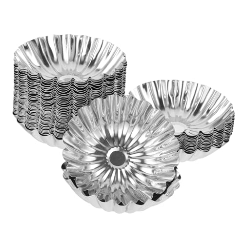 IMIKEYA 50pcs Stainless Steel Tart Molds Non-Stick Baking Tins for Home Use Multi-Shape Tartlet Moulds for Pudding and Muffins Easy to Clean and Deform-Resistant