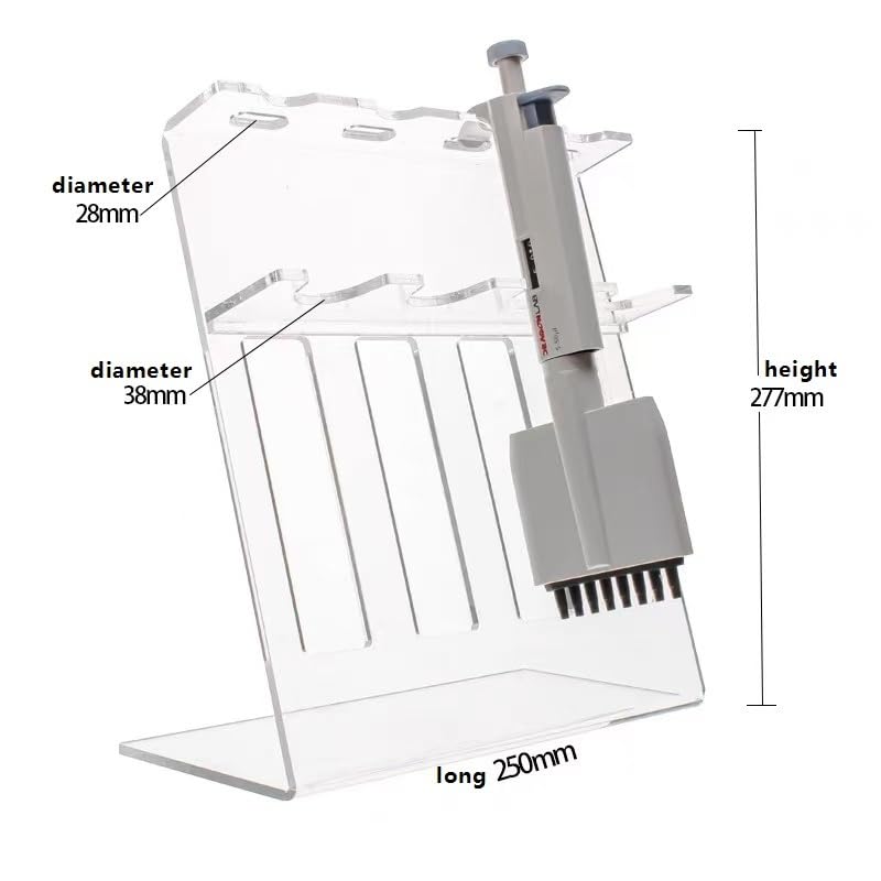 Soporte de pipeta de laboratorio transparente en forma de Z for 5 pipetas multicanal/monocanal