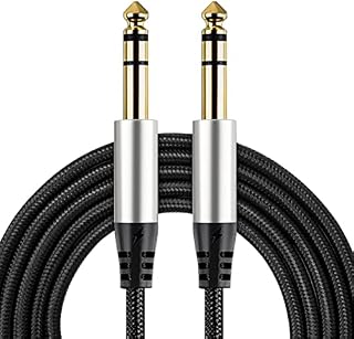 2M Guitar Cable - Professional 1/4 6.35mm to 6.35mm TRS Stereo Audio Guitar Lead, Premium Nylon Braided Male Jack Instrument Cable for Electric Guitar, Bass, Amplifier, Keyboard, Mondolin, Speaker