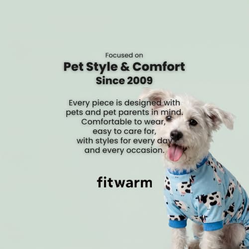 Image of Fitwarm Milk Cow Fleece Dog Pajamas, Soft Winter Clothes for Small Dogs Boy Girl, Warm Pet Onesie, Blue, Black, White, Medium