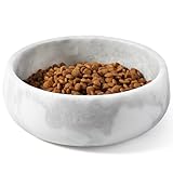 Karibiber Marble Dog Bowl, 5lbs Non-Slip Cat and Dog Food Bowl Dish, Non-Tipping Weighted Puppy Pet Dish, Grey Stone Durable Food and Water Bowls, Easy to Clean, Holds 4 Cups