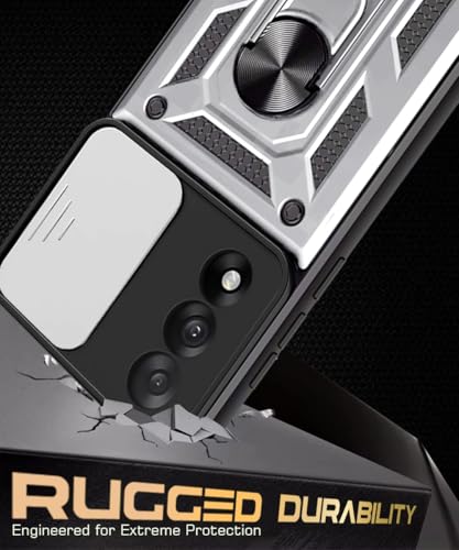 Image of WOW IMAGINE Tough Armor Bumper Mobile Back Case for 1+ OnePlus Nord 5 | Sliding Camera Shield Cover | Shock Proof 360 Protection | Hybrid PC + TPU | Ring Holder with Kickstand - Silver