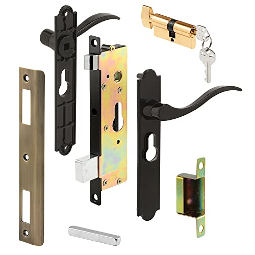 Prime-Line K 5438 Security Screen or Storm Door Lever Set, Contemporary, Black Finish, Keyed (1 Set...