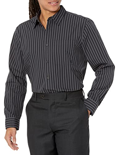 Calvin Klein Men's Stripe Pocket Long Sleeve Button-Down Easy Shirt, Black Beauty #TOP10