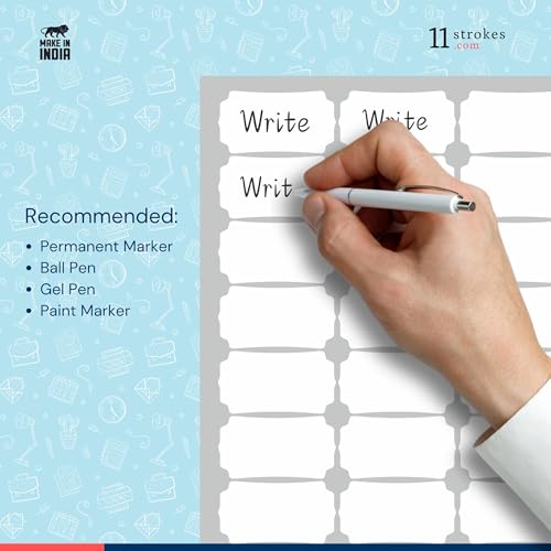 Image of 11 Strokes 192 Pcs White Stickers - Self Adhesive Stickers for Kitchen containers, Labels for Kitchen Containers, Price tag Stickers, Label Sticker, Kitchen Sticker