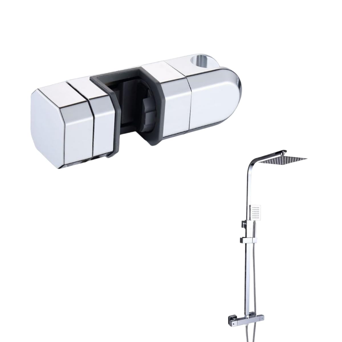 Shower Head Holder, 15-30mm Adjustable Shower Holder Bracket, 360°Rotation, Universal Chrome Plated Shower Head Holder Replacement Bracket (Sliver)