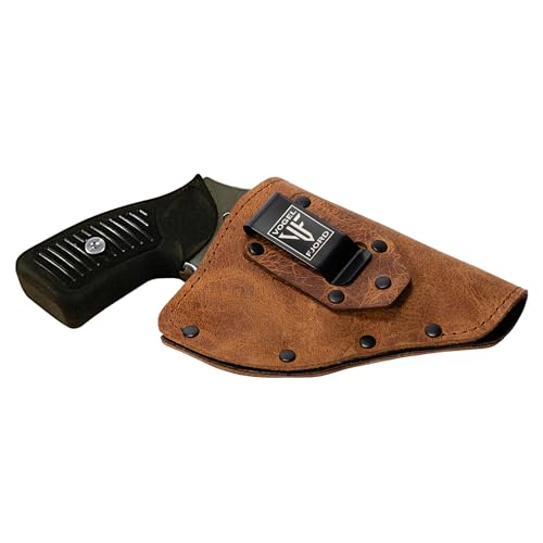 Vogel Fjord Buffalo Leather Gun Holster OWB Fits Most J Frame Revolvers Made for Ruger LCR, S&W 442/642, Taurus, Charter & Most .38 Special Revolvers (Crazy Horse, Outside The Waistband - Right Side)