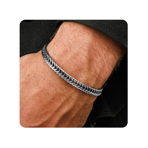 Galis Chain Bracelets For Men - Premium Stainless Steel Mens Bracelet, Silver Plated Non Tarnish Bracelet - Mens Jewelry, Stylish Gifts For Him