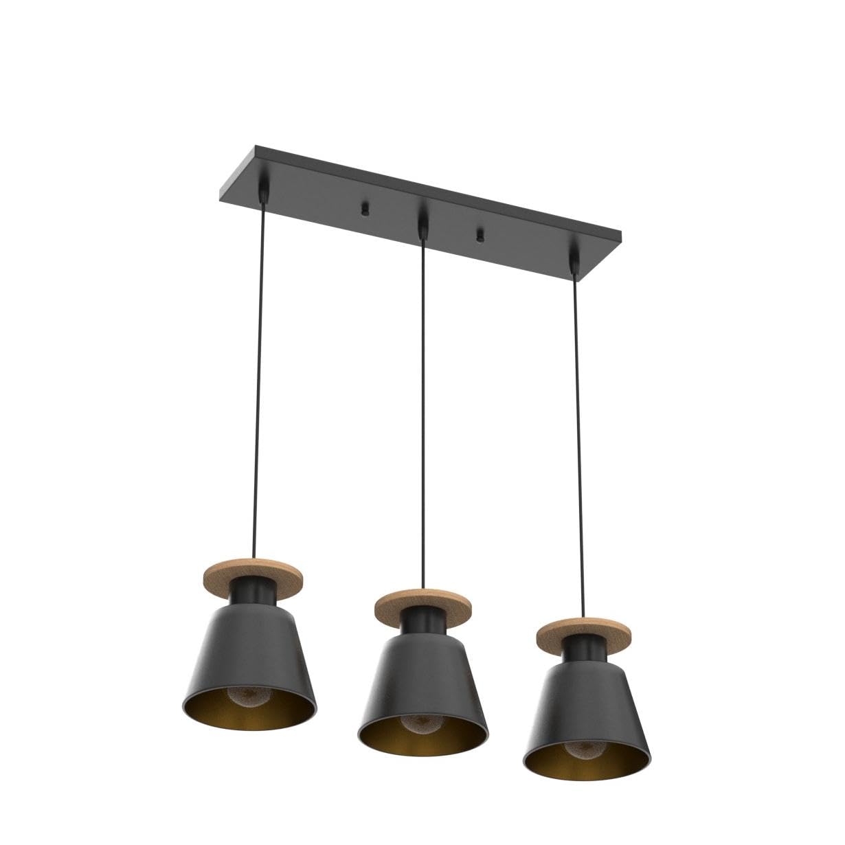 Lampa wisząca, industrialna, minimalistyczna lampa sufitowa w stylu vintage, 3-punktowa, gwint E27, żyrandol, czarna, do kuchni, restauracji, sypialni, baru (bez żarówki)