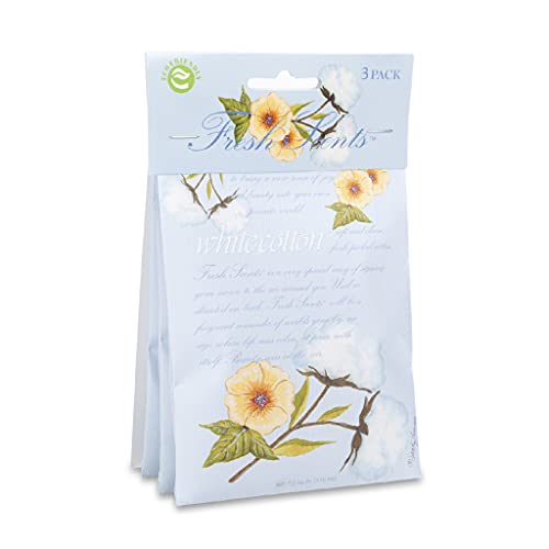 Willowbrook | Fresh Scents Scented Sachet Packet | White Cotton | Air Freshener Bags for Drawers, Closets, Cars | 3 Pack | Long Lasting Home Fragrance