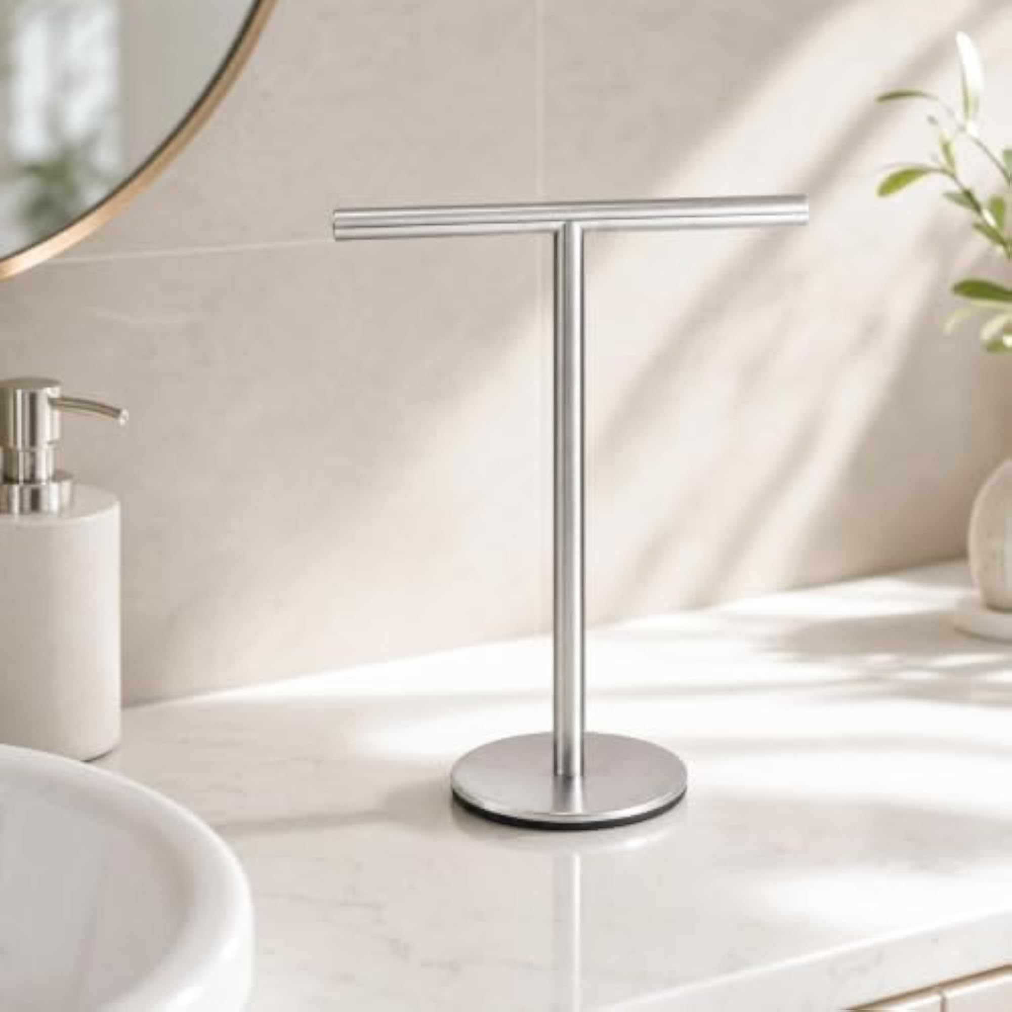 Stainless Steel Cross-Shaped Towel Stand