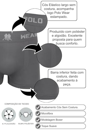 Kit 10 Cuecas Masculinas Boxer Microfibra Lisa Polo Wear (BR, Alfa, G, Regular, Sortido)