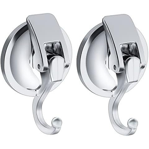 2 Pack Suction Hooks, Vacuum Suction Cup Hooks Powerful Push Removable Heavy Duty Hooks for Kitchen, Bathroom and Living Room Pendants with a Maximum Load of 15KG Cover