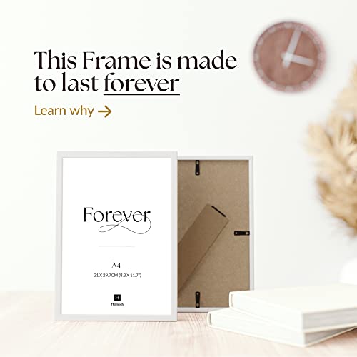 Heimlich double pack (2 pcs.) Picture Frames Wood - with Shatterproof Acryl Glass - DIN A4 (21x29,7cm), White - Image 2