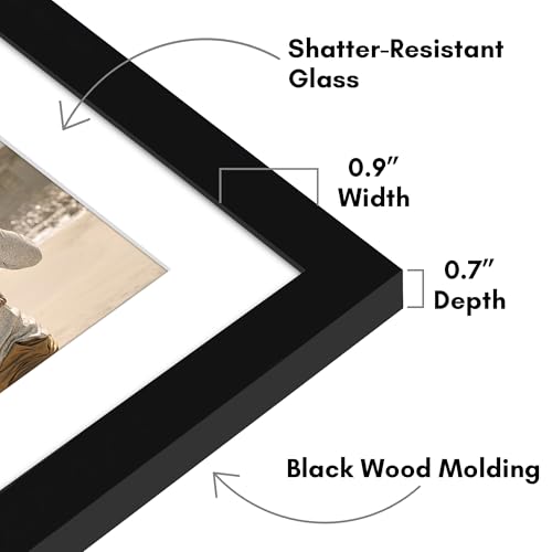 Americanflat 8x10 Double Picture Frame with Shatter-Resistant Glass - Fits Two 8x10 Photos or use as One 12x18 Poster Frame - Signature Collection - Collage Frames for Wall Display - Black