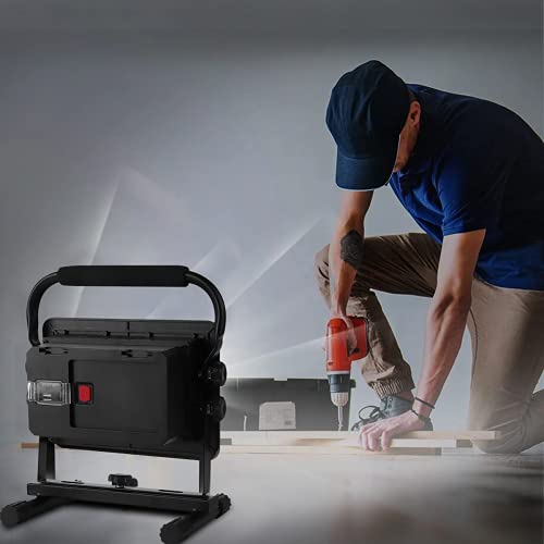 Baustrahler LED Akku, 60W LED Arbeitsleuchte Akku Strahler Tragbar Arbeitsscheinwerfer Akkukapazität 20800 mAh… – Bild 3