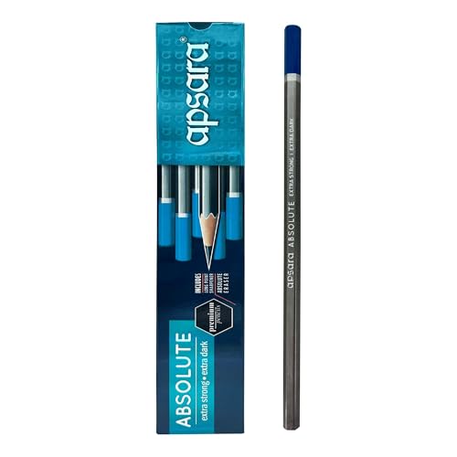Absolute Wooden Pencils | Premium Black and Dark Hexagonal Body for Strong Grip & Good Handwriting | Free Sharpener & Eraser | Non-Toxic | Pack of 10 