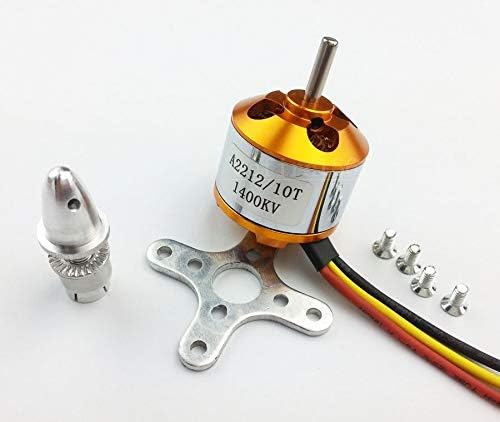 SP Electron Steel Brushless DC Motor, Multicolour, 1 x A2212 10T 13T 1400KV Brushless Motor for Drone, 1 x Prop Adapter, A Motor Holder (X-type), set of screws-image-20