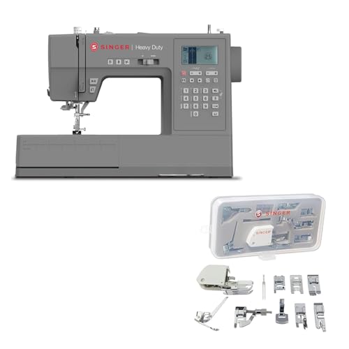 SINGER Heavy Duty 6800C Sewing Machine & 9-Piece Presser Feet Kit | 586 Stitches, Strong Motor, Full Metal Frame, LCD Screen, Twin Needle, Quilting & Mending Accessories in Clear Storage Case