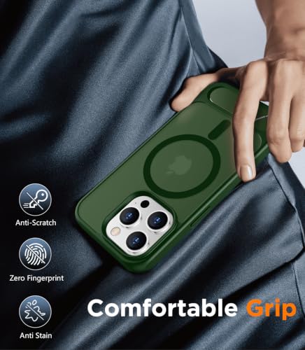 Image of Magnetic Compatible with iPhone 15 Pro Max Case, [Built-in Invisible Kickstand][Compatible with MagSafe] [Military Grade Shockproof] Slim Translucent Matte Phone Case for iPhone 15 Pro Max 6.7 inch