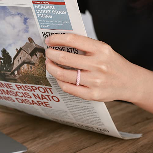 image for Egnaro Silicone Wedding Ring for Women,Seamless Thin and Stackble Brai