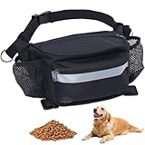 FIVAVA Leckerlitasche für Hunde - Mehrfunktional Futterbeutel Hund - Bauchtasche für Hundezubehör mit Kotbeutelspender - Robuste Leckerlibeutel für Hunde Training (Schwarz)