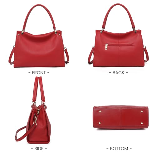 Image of KOGTLA Medium Genuine Leather Tote Handbags for Women, Ladies Soft Satchel Shoulder Purses, Two-Handle Hobo Bags