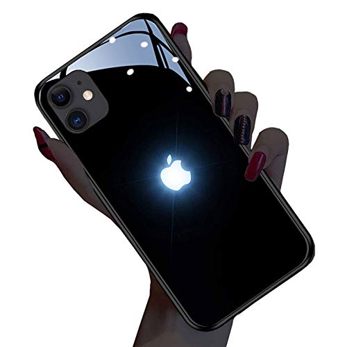 iPhone 12 Hülle Leuchtende Schlanke Anti-Kratz-Glasscheibe Handyhülle mit Stoßfesten TPU Felgen Hüllen für iPhone