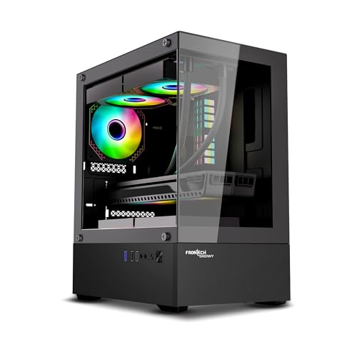 Image of Frontech Sting Gaming Cabinet | Mid-Tower PC Case | ATX & m-ATX Support | Tempered Glass Front & Side Panel | 3 Pre-Installed 120mm RGB Fans | USB 3.0 I /O | Bottom PSU Mount (FT-4348)