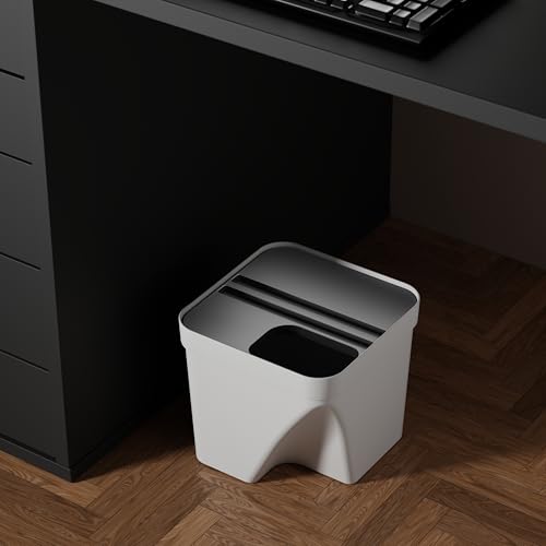 Image of 10L Dustbin with Lid | White | Pack of 1 | Multipurpose Garbage Bin for Kitchen, Home & Office | Wet & Dry Waste Basket for Food Waste, Recycling & Indoor Outdoor Use