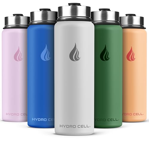 Image of HYDRO CELL Stainless Steel Insulated Water Bottle with Straw - For Cold & Hot Drinks - Metal Vacuum Flask with Screw Cap and Modern Leakproof Sport Thermos for Adults (Frost 24oz)