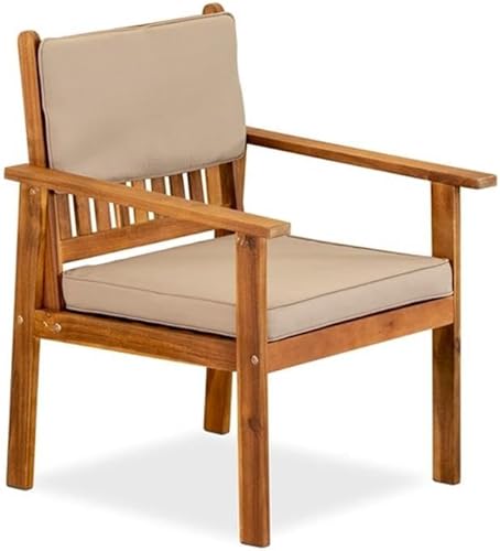 Miniatura 4 de EAST WEST FURNITURE BBI3CNA Bristol - Juego de 3 piezas, incluye una mesa auxiliar y 2 sillas de tela de poliéster para exteriores hechas de madera