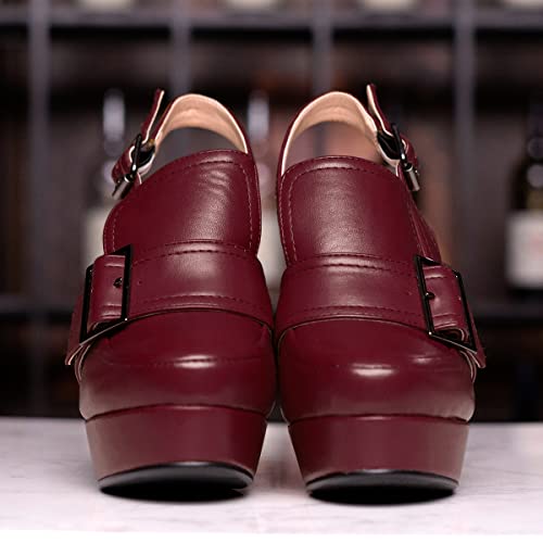Image of SHODENSE Women Vintage Platform Chunky High Heels Pumps Shoes Round Closed Toe Platform Loafers Ankle Strap Block Heel Slingback Summer Sandals Backless Buckle Loafer Ladies Chic Sexy Party 4-11 M US