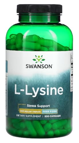 Swanson - L-LYSINE 500 mg | L-Lisina 500 mg | Suplemento de Aminoácidos para el Sistema Inmunológico y el Metabolismo - 300 Cápsulas