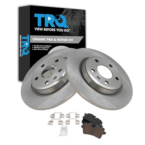 Image of TRQ Rear Brake Pad and Rotor Set Ceramic Compatible with 2012-2013 Audi A6 A7 Quattro 2013 A6 Quattro