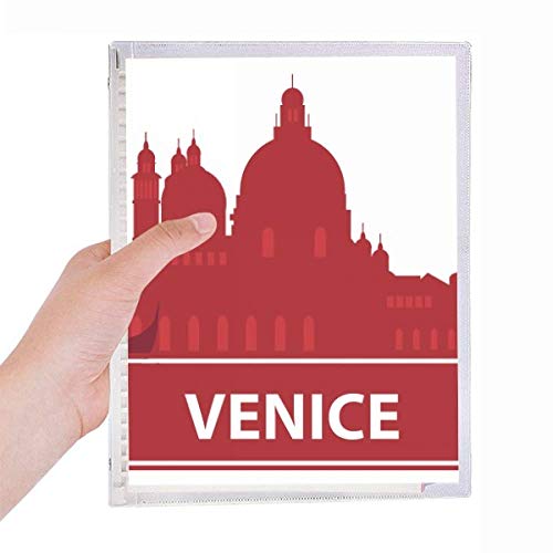Carnet de notes à spirales rechargeable Venise rouge avec son marque-page