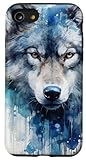 Wolf Turquoise Blue Watercolor