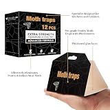 Upgraded Moth Traps, Double Potent Pantry & Clothes Traps with Pheromones Prime, No Toxic & Odorless Meal Moth Trap, Organic Sticky Moths Balls Repellent with Lure for Closet, Kitchens-12Pack