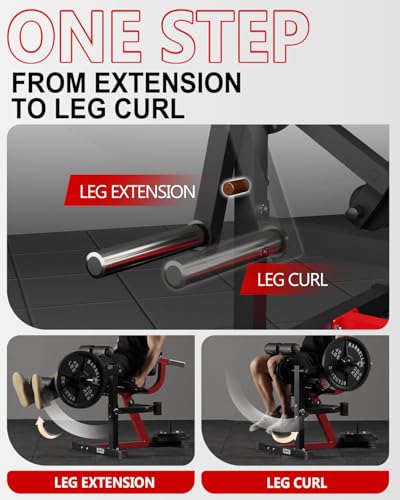 Image of GMWD Leg Extension and Curl Machine, Lower Body Special Leg Machine, Adjustable Leg Exercise Bench with Plate Loaded, Leg Rotary Extension for Thigh, Home Gym Weight Machine