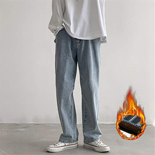 Andongnywell Men's Loose Straight Leg Jeans Baggy Straight Thick Ceiling Wide-Leg Denim Pants Trousers2