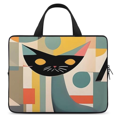 Pochette PC 13 pouces art moderne chat pour travailler au café ou au bureau